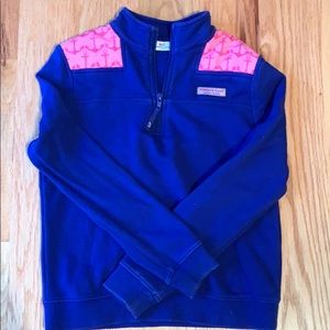 Girls Vineyard Vines Half Zip Anchors Small 7/8